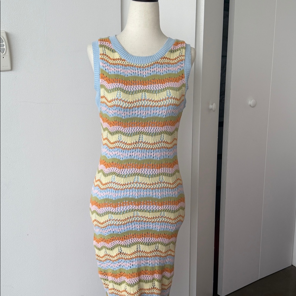 Willow Pastel Striped Knit Midi Dress